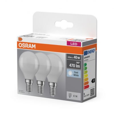Żarówka LED /3szt./ Kulka E14 4,9W=40W 470lm 4000K neutralna biel OSRAM (4058075429727)
