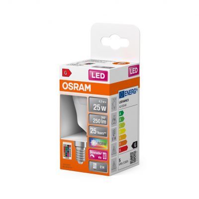 Żarówka LED kulka OSRAM RGBW RGB + pilot 4.5W E14 LEDVANCE (4058075430839)