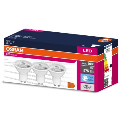 Żarówka LED /3szt./ PAR16 Reflektor GU10 6,9W=50W 575lm 4000K Neutralna 120st VALUE Osram (4058075497801)