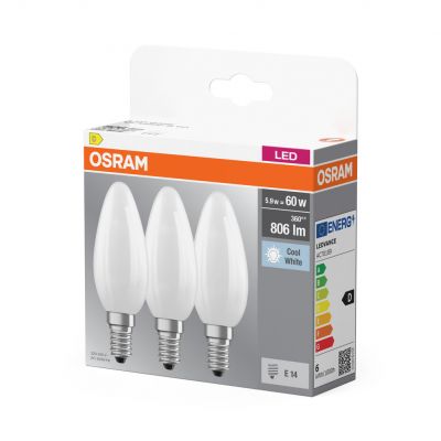 Żarówka LED /3szt./ Świeczka E14 5,5W=60W 806lm neutralna biel 300st OSRAM (4058075592575)