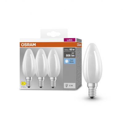 Żarówka LED /3szt./ Świeczka E14 5,5W=60W 806lm neutralna biel 300st OSRAM (4058075592575)