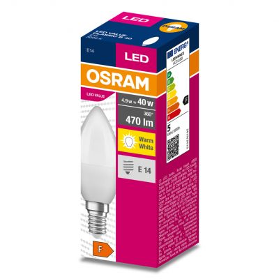Żarówka LED E14 świeczka 4,9W 470lm 220° 3000K ciepła biel VALUE OSRAM LEDVANCE (4058075628038)