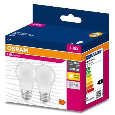 Żarówka LED /2szt./ E27 4,9W=40W 470lm 3000K ciepła biel OSRAM (4058075628847)