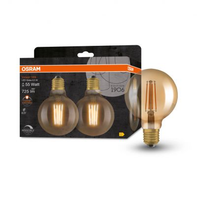 Żarówka LED 2szt. dekoracyjna kula E27 6,5W 725lm 2400K ciepła biel ściemnialna Vintage OSRAM (4058075754737)