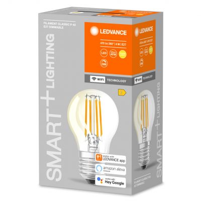 Żarówka LED E27 P40 4W = 40W 2700K Ciepła 470lm 300° Filament SMART+ WIFI Ściemnialna 4058075609792 LEDVANCE (4058075609792)