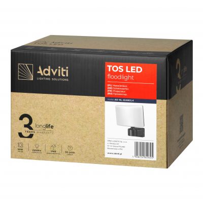 TOS LED 30W naświetlacz ogrodowy LED, 2200lm, IP65, 4000K, PC, szary (AD-NL-6148GL4)