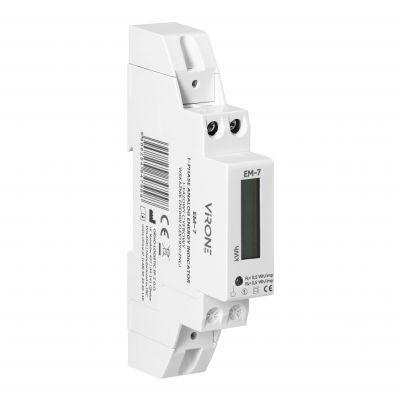 1-fazowy cyfrowy wskaźnik zużycia energii elektrycznej, 40A, 1 moduł, DIN TH-35mm (EM-7)