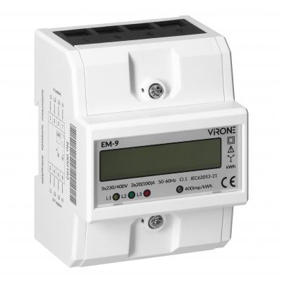 Licznik wskaźnik żużycia energii elektrycznej 3-fazowy 100A 4 moduły th35 VIRONE (EM-9)