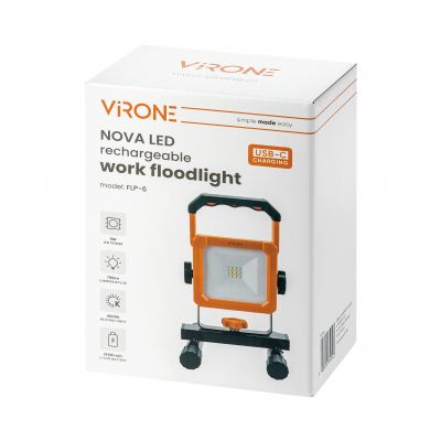 Naświetlacz przenośny z akumulatorem NOVA LED 9W 700lm IP54 4000K 1800mAh ORNO (FLP-6)