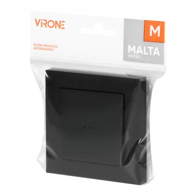 Łącznik jednobiegunowy podtynkowy z podświeleniem Malta, 10A, 250V, WP-1M/S, czarny mat (FMS-100/P/B)