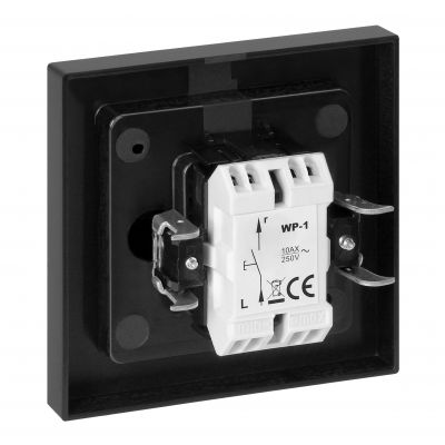 Łącznik jednobiegunowy podtynkowy z podświeleniem Malta, 10A, 250V, WP-1M/S, czarny mat (FMS-100/P/B)