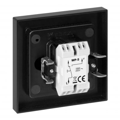 Łącznik podtynkowy schodowy z podświeleniem Malta, 10A, 250V, WP-5M/S, czarny mat (FMS-102/P/B)