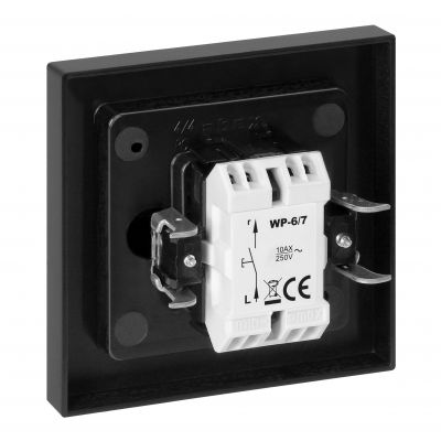 Przycisk dzwonek podtynkowy z podświeleniem Malta, 10A, 250V, WP-6/7M/S, czarny mat (FMS-104/P/B)