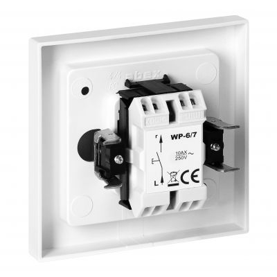 Przycisk dzwonek podtynkowy z podświeleniem Malta, 10A, 250V, WP-6/7M/S, biały (FMS-104/P/W)