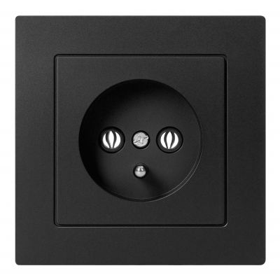 Gniazdo pojedyncze podtynkowe 2P+Z Malta, 16A, 250V, PT-16M, czarny mat (FMS-105/B)