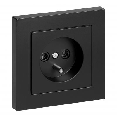 Gniazdo pojedyncze podtynkowe 2P+Z Malta, 16A, 250V, PT-16M, czarny mat (FMS-105/B)