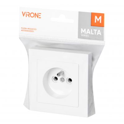 Gniazdo pojedyncze podtynkowe 2P+Z Malta, 16A, 250V, PT-16M, biały (FMS-105/W)