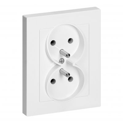 Gniazdo podwójne podtynkowe 2x2P+Z Malta, 16A, 250V, PT-6M, biały (FMS-106/W)