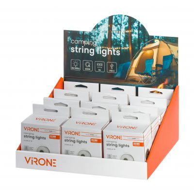 Lampka kempingowa z girlandą 8m 80/200lm 2000mAh 3000K biała ciepła ORNO  (LA-10)