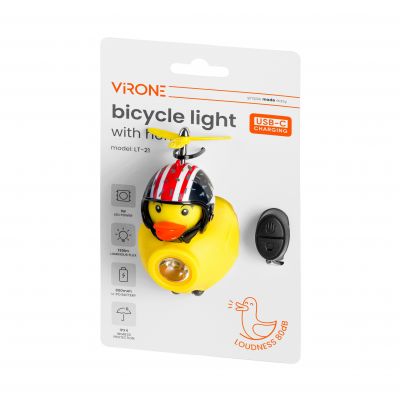 Światło rowerowe + dzwonek kaczka w kasku 130lm 800mAh 6000K 2 wzory ORNO (LT-21)