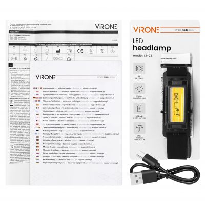 Latarka czołowa LED, 250lm, 500mAh, CCT, ruchoma głowica (LT-23)