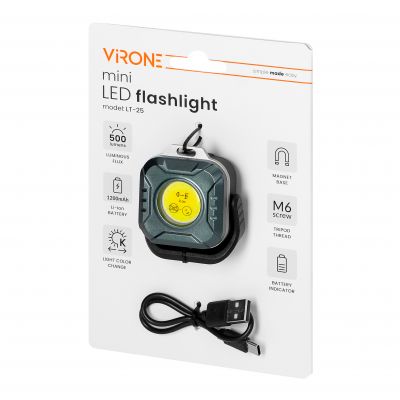Mini latarka LED COB, 500lm, 1200mAh, CCT (LT-25)