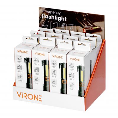 Latarka LED, 270/105lm, 1200mAh, przecinak do pasów, młotek bezpieczeństwa (LT-30)