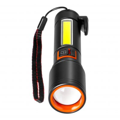 Latarka LED, 270/105lm, 1200mAh, przecinak do pasów, młotek bezpieczeństwa (LT-30)