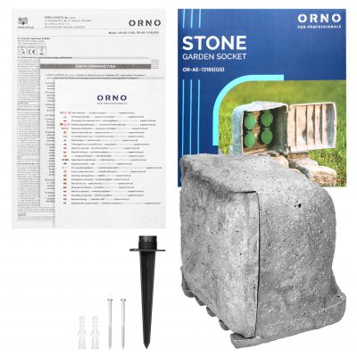 Gniazdo ogrodowe KAMIEŃ, 4x2P+Z (schuko), kabel gumowy H07RN-F 3x1,5mm2, 3m, 2 tryby pracy: automaty OR-AE-13185(GS) ORNO (OR-AE-13185(GS))