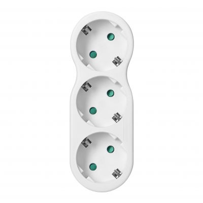 Rozgałęźnik 3x2P+Z "bałwanek" z wtyczką górną, Schuko, biały (OR-AE-13252(GS))