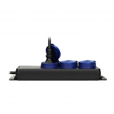 Przedłużacz warsztatowy bryzgoszczelny IP44, 3 gniazda 2P+Z schuko, przewód gumowy, H05RR-F 3x1,5mm2 (OR-AE-13295(GS)/5M)