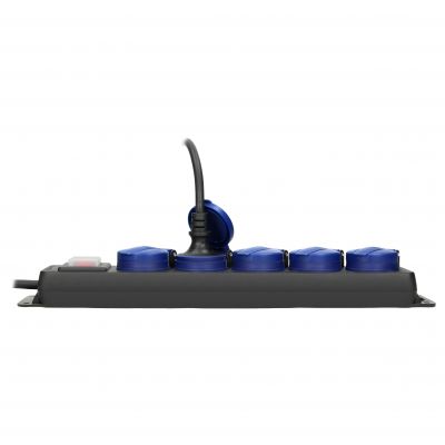 Przedłużacz warsztatowy bryzgoszczelny z wyłącznikiem, 5 gniazd 2P+Z, IP44, schuko przewód gumowy, H (OR-AE-13298(GS)/3M)