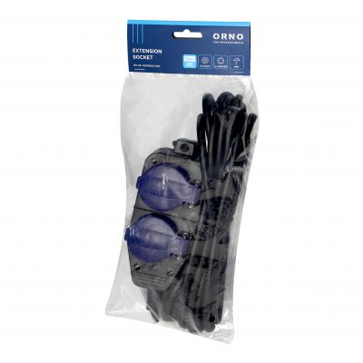 Przedłużacz warsztatowy bryzgoszczelny IP44, 4 gniazda (2+2) 2P+Z IP44, schuko, przewód gumowy, H05R (OR-AE-13299(GS)/10M)