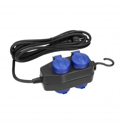 Przedłużacz warsztatowy bryzgoszczelny IP44, 4 gniazda (2+2) 2P+Z IP44, schuko, przewód gumowy, H05R (OR-AE-13299(GS)/10M)