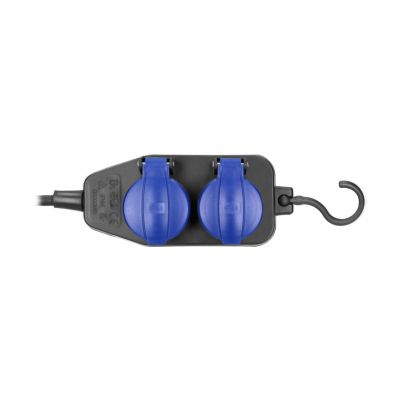 Przedłużacz warsztatowy bryzgoszczelny IP44, 4 gniazda (2+2) 2P+Z IP44, schuko, przewód gumowy, H05R (OR-AE-13299(GS)/10M)