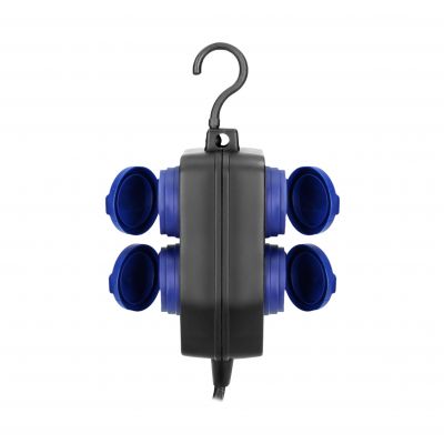 Przedłużacz warsztatowy bryzgoszczelny IP44, 4 gniazda (2+2) 2P+Z IP44, schuko, przewód gumowy, H05R (OR-AE-13299(GS)/10M)