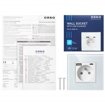 Gniazdo pojedyncze 2P+Z, USB-A + USB-C, PD, max. 20W, biały (OR-AE-13308/W)