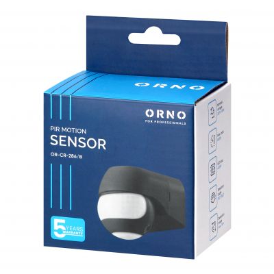 Czujnik ruchu 180° IP44 800W max 15m mini czarny ORNO (OR-CR-286/B)