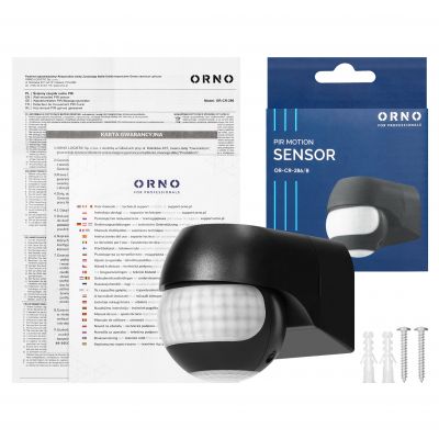 Czujnik ruchu 180° IP44 800W max 15m mini czarny ORNO (OR-CR-286/B)