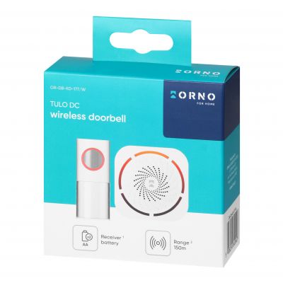 Dzwonek bezprzewodowy do drzwi furtki na baterie wodoodporny IP44 150m ORNO (OR-DB-KD-177/W)
