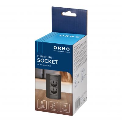 Gniazdo meblowe 2x2P+Z (Schuko), czarne (OR-GM-9005(GS)/B)