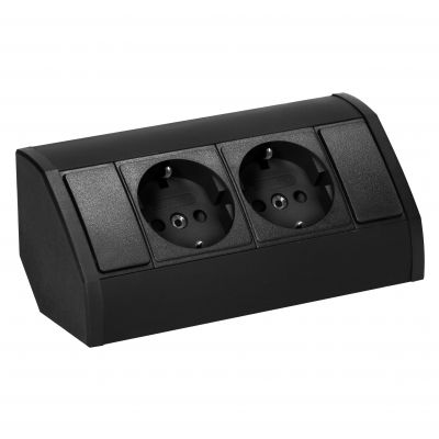 Gniazdo meblowe 2x2P+Z (Schuko), czarne (OR-GM-9005(GS)/B)