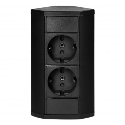 Gniazdo meblowe 2x2P+Z (Schuko), czarne (OR-GM-9005(GS)/B)
