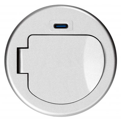 Gniazdo meblowe O6cm wpuszczane w blat z pokrywką, ładowarką USB i przewodem 1,9m, 1x2P+Z (French), (OR-GM-9040/G)