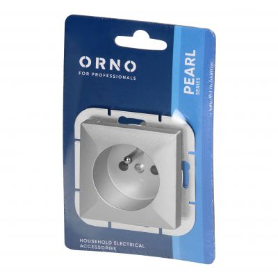 Gniazdo pojedyncze podtynkowe 2P+Z Pearl, 16A, 250V, PT-16P, srebrny (OR-OE-7705/G)