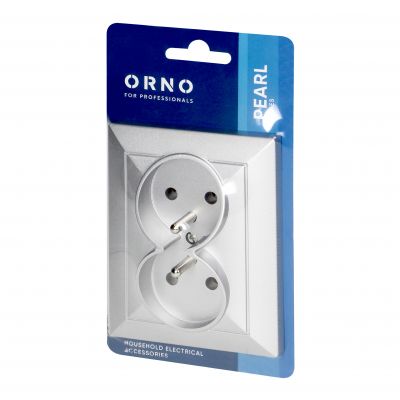 Gniazdo podwójne podtynkowe 2x2P+Z Pearl, 16A, 250V, PT-6 P, srebrny (OR-OE-7706/K/G)