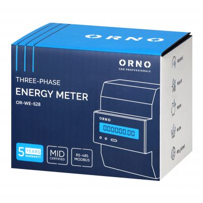 3-fazowy licznik energii elektrycznej, 100A, MID, 4 moduły, DIN TH-35mm (OR-WE-528)