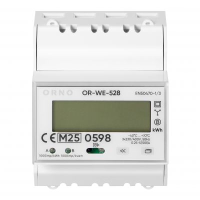 3-fazowy licznik energii elektrycznej, 100A, MID, 4 moduły, DIN TH-35mm (OR-WE-528)