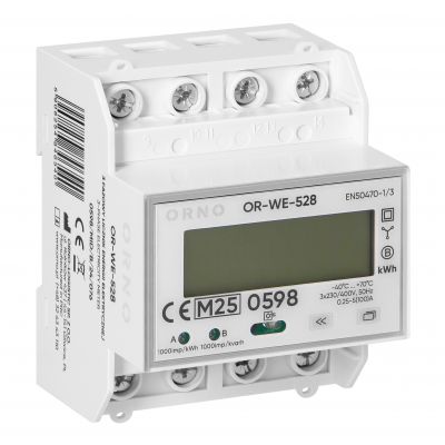 3-fazowy licznik energii elektrycznej, 100A, MID, 4 moduły, DIN TH-35mm (OR-WE-528)