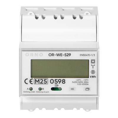 3-fazowy licznik energii elektrycznej, 100A, port RS-485, MID, 4 moduły, DIN TH-35mm, PV-Ready (OR-WE-529)
